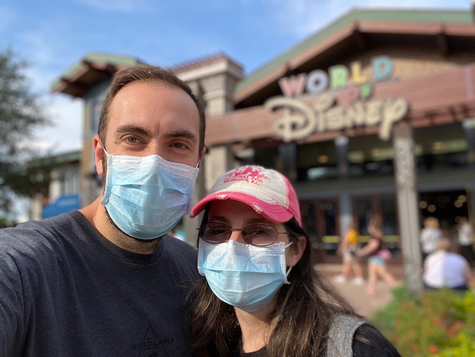 Wearing face masks at Disney Springs in Disney World