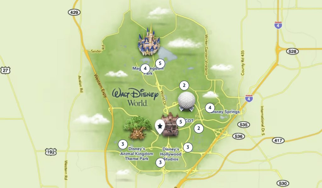 Map showing how big is Disney World